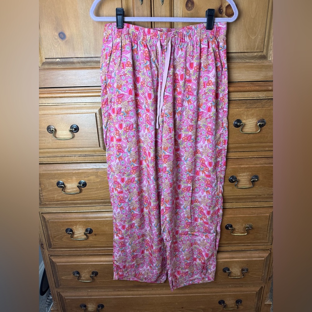 Lucky Brand Pink Floral Drawstring Lounge Pants